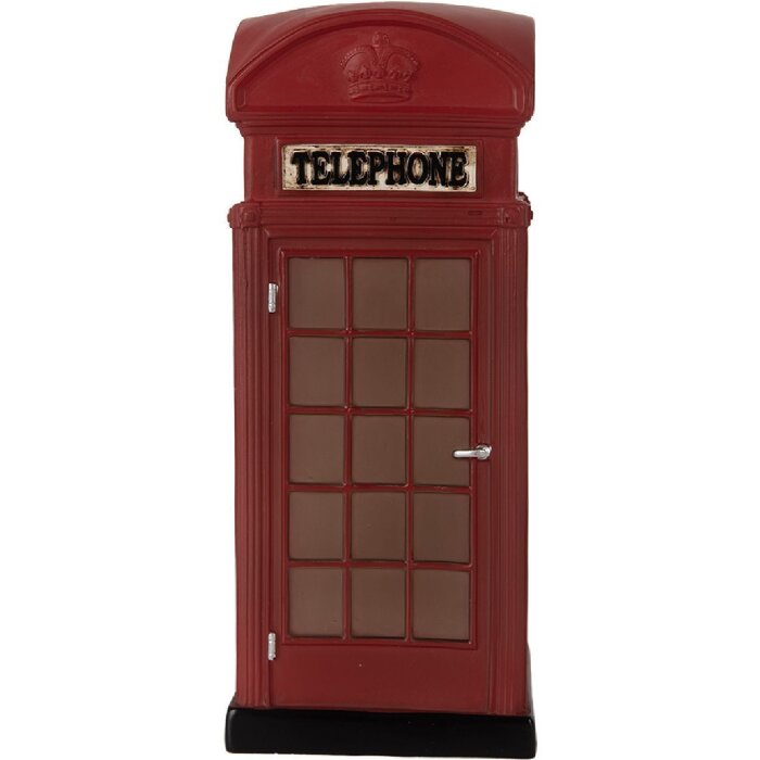 Luce notturna a LED Clayre & Eef 6LMP813 Cabina Telefonica 10x10x23 cm Rosso-Marrone