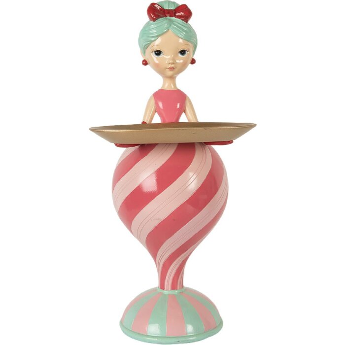Clayre & Eef 6PR5796 Decorazione Bambino con Ciotola Rosa Verde 22x20x46 cm