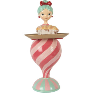 Clayre & Eef 6PR5796 Decorazione Bambino con Ciotola Rosa Verde 22x20x46 cm