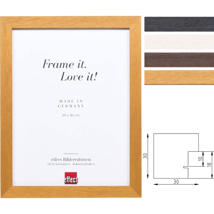 Specchio da parete effect Profil 52 in legno massello Bianco, Wengé o Rovere molte dimensioni