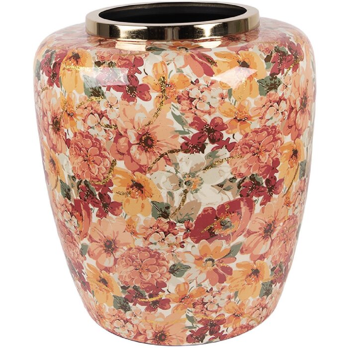 Vaso decorativo Clayre & Eef 66378 Ø 33x36 cm Beige-Arancione