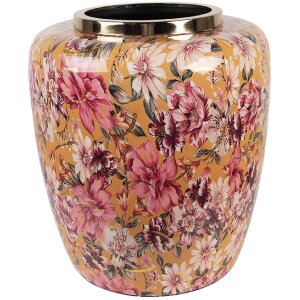 Clayre & Eef 66379 Vaso decorativo Giallo/Rosa...
