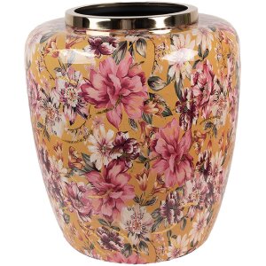 Clayre & Eef 66379 Vaso decorativo Giallo/Rosa...