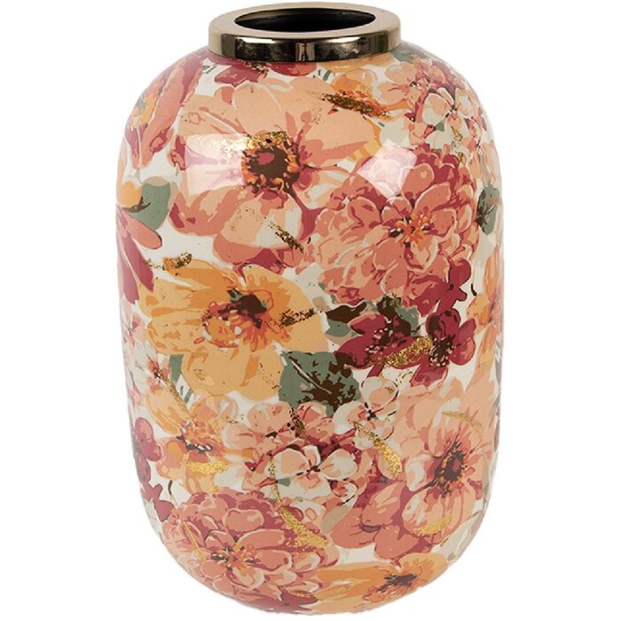 Clayre & Eef 66388 Vaso decorativo Ø 17x25 cm Beige-Arancio