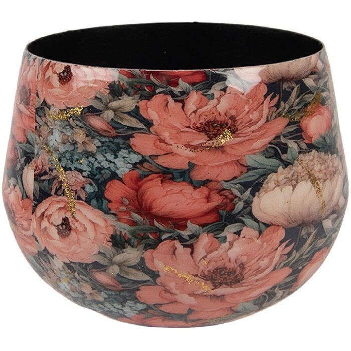 Clayre & Eef 66394 Vaso per fiori Ø 13x10 cm Rosa Verde