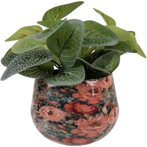 Clayre & Eef 66394 Vaso per fiori Ø 13x10 cm Rosa Verde