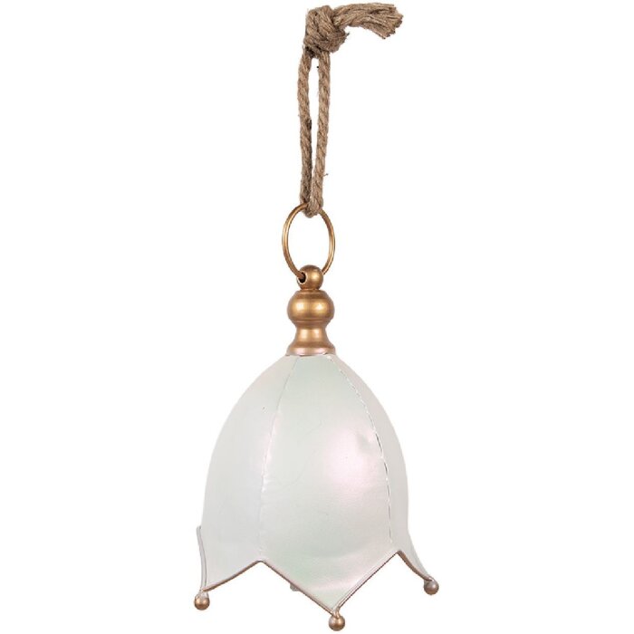 Campanello decorativo in ferro Clayre & Eef 6Y5924M Bianco e Oro 16x22 cm