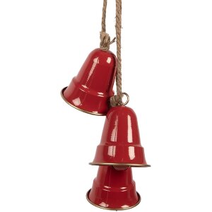 Clayre & Eef Decorazione Ciondoli Campanelli Rosso e Oro 11x11x48 cm