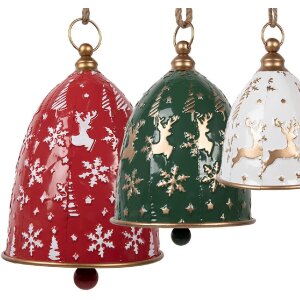Clayre & Eef Decorazione Campanelli Set 3 Rosso Verde Bianco