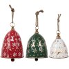 Clayre & Eef Decorazione Campanelli Set 3 Rosso Verde Bianco
