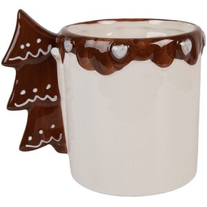 Tazza in ceramica Clayre & Eef 13x10x11 cm 400 ml Bianco Marrone