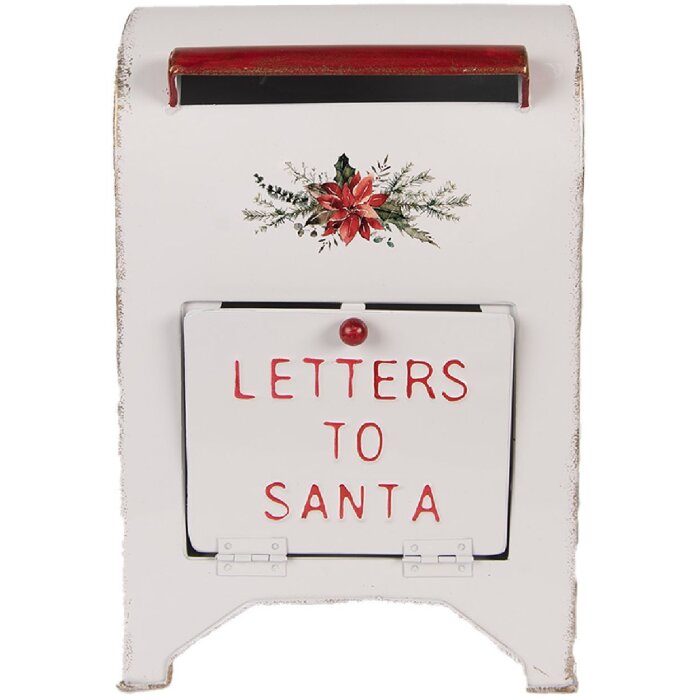 Clayre & Eef Cassetta Postale 20x14x30 cm Bianco Rosso