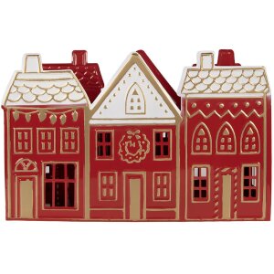 Portacandele Clayre & Eef 6Y5919 38x13x25 cm Rosso Bianco