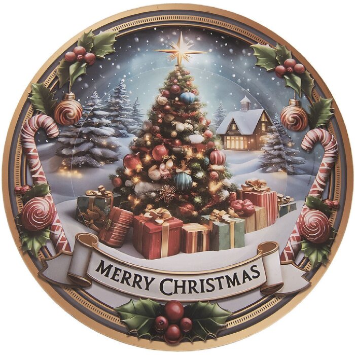 Clayre & Eef Sottopiatto Ø 33x1 cm Grigio Rosso