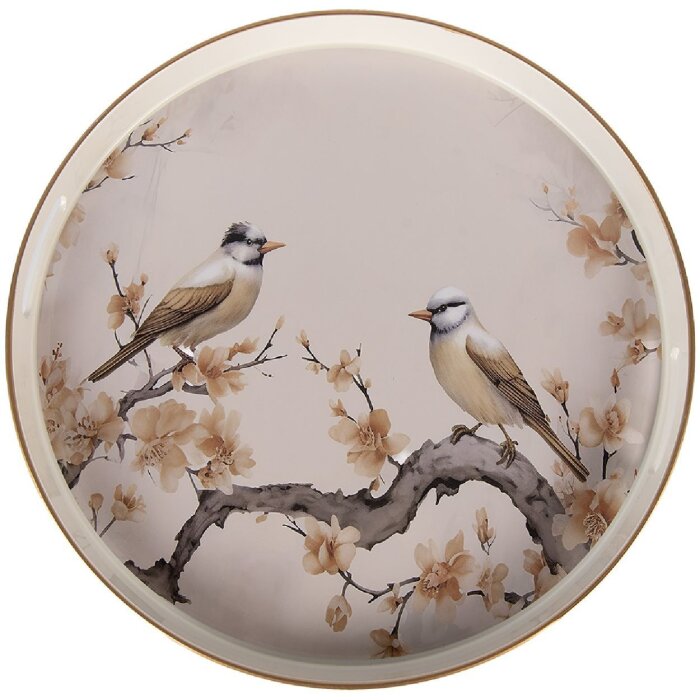 Vassoio decorativo Clayre & Eef 66402 Ø 46x4 cm Beige Marrone