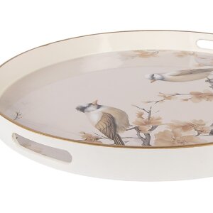 Vassoio decorativo Clayre & Eef 66402 Ø 46x4 cm Beige Marrone