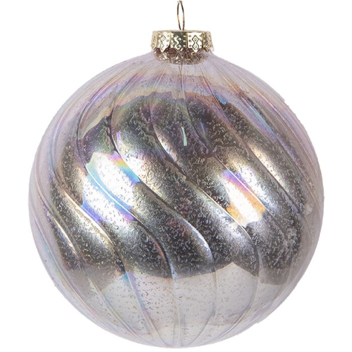 Clayre & Eef Palla per albero di Natale 10x10 cm Rosa Argento