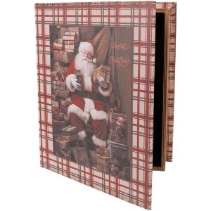 Set di 3 scatole a forma di libro Clayre & Eef 6H2465 Marrone/Rosso 27x22x7 cm, 22x17x6 cm, 18x13x4 cm