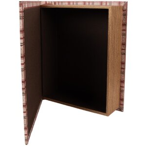 Set di 3 scatole a forma di libro Clayre & Eef 6H2465 Marrone/Rosso 27x22x7 cm, 22x17x6 cm, 18x13x4 cm