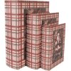 Set di 3 scatole a forma di libro Clayre & Eef 6H2465 Marrone/Rosso 27x22x7 cm, 22x17x6 cm, 18x13x4 cm