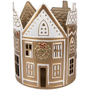 Portacandele Clayre & Eef 6Y5904 Ø 18x22 cm Oro e Bianco