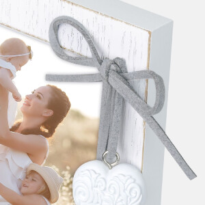 Cornice per foto Ellen 15x20 cm bianca in legno con applicazione a cuore