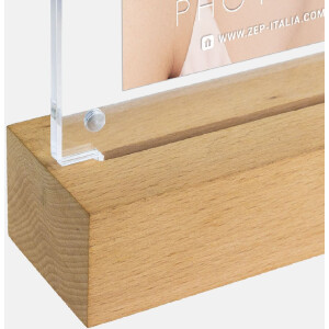 Cornice per foto in acrilico ZEP New York 10x15 cm LED con illuminazione LED e piedino in legno marrone