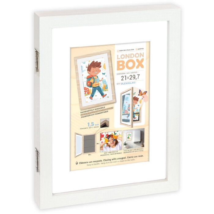 Cornice per foto in legno ZEP London Bianco MRW72 DIN A4 da appoggiare