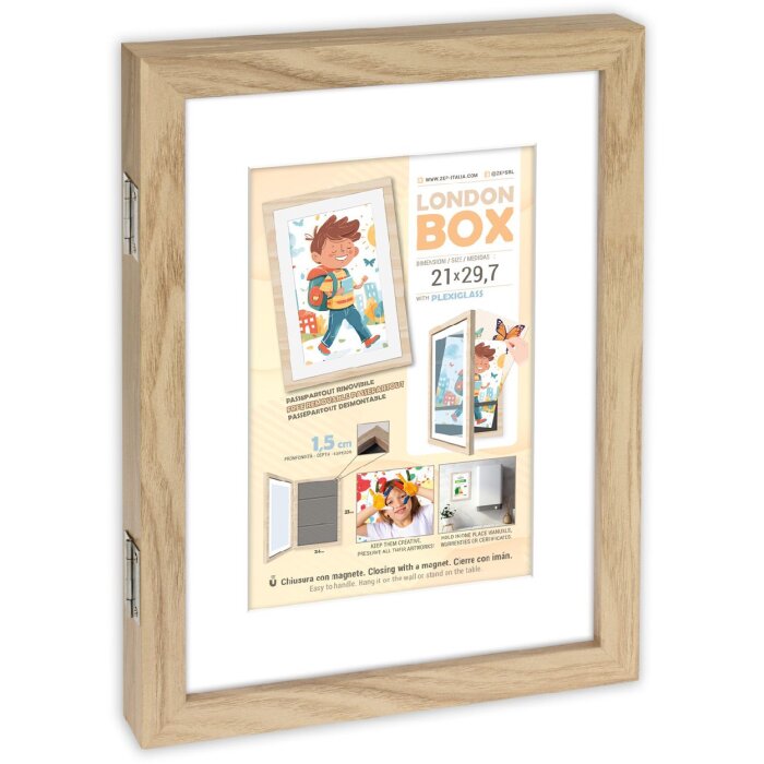 Cornice per foto in legno ZEP London Natur MRN82 per documenti DIN A4 24,5x33x4 cm