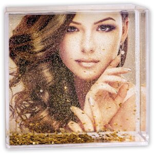 Cornice per foto ZEP Glitter Shake Frame Oro 10x10 cm