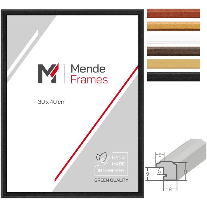 MendeFrames H011 Cornice in legno massello molte dimensioni molti colori vetro selezionabile