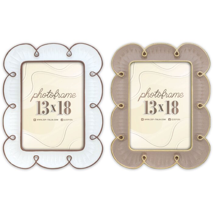 Cornice per foto Nuvola ZEP 10x15 13x18 Marrone Bianco a forma di fiore in resina con vetro