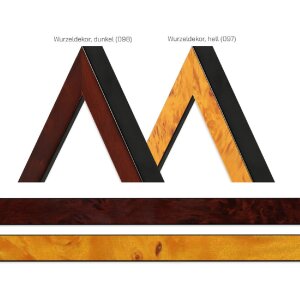 Cornice per foto in legno massello MendeFrames H14C Decoro a radice Chiaro o Scuro