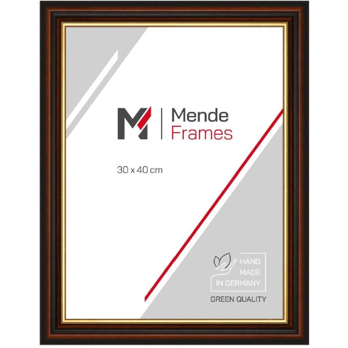 Cornice per foto in legno MendeFrames H015 con bordo oro marrone 45x60 cm con vetro antiriflesso