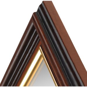 Specchio da parete MendeFrames H015 Marrone con bordo dorato, cornice in legno, molte dimensioni