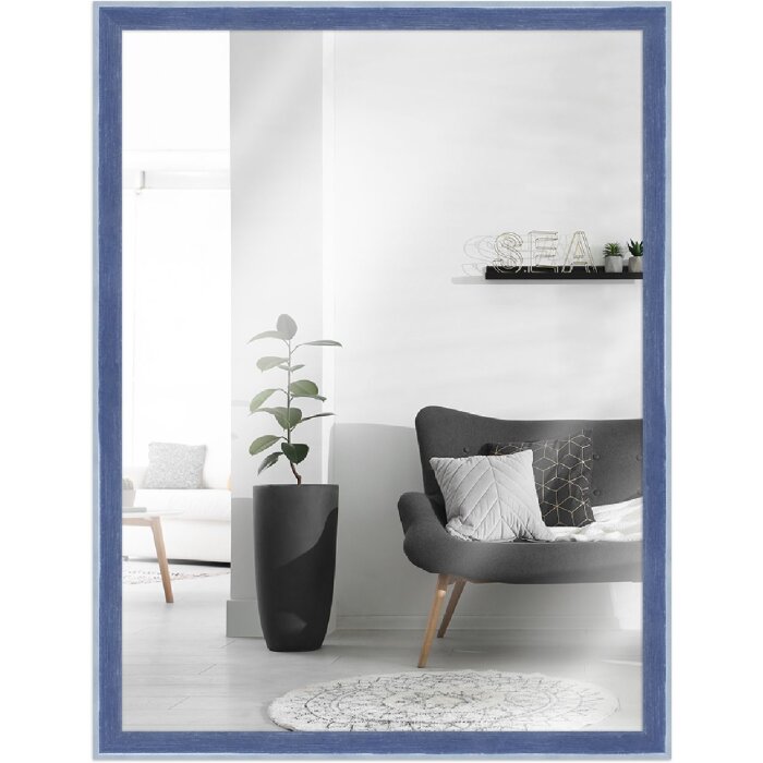 Specchio da parete in legno MendeFrames H080 Blu 30x30 cm