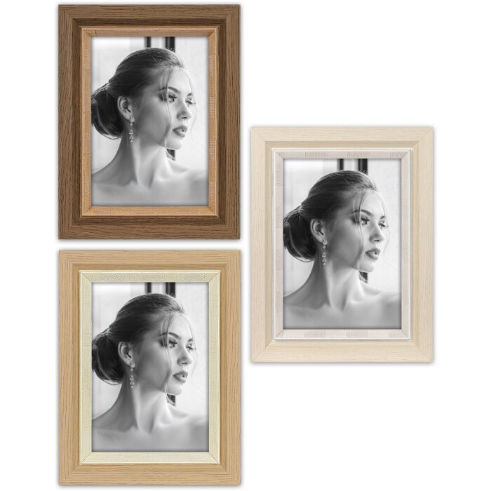 Cornice per foto Sydney Marrone Naturale Bianco 10x15 13x18 15x20 cm Vetro