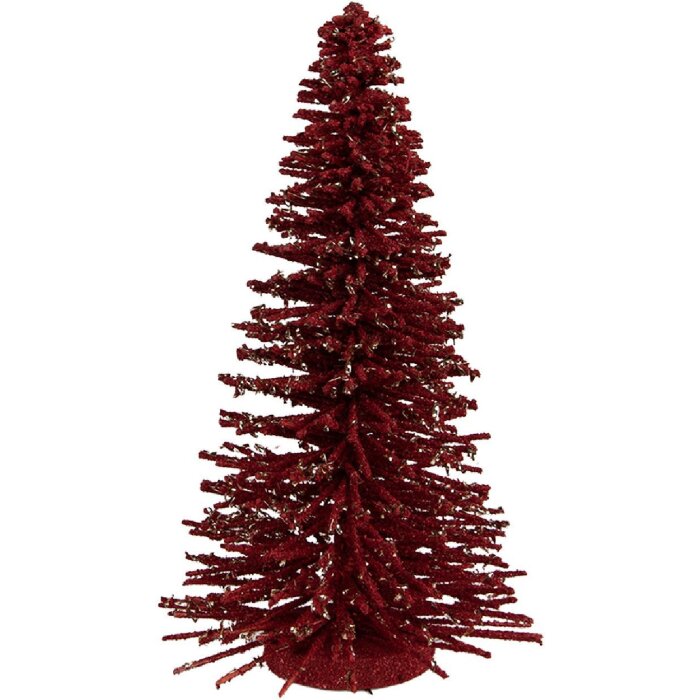 Clayre & Eef 66319R Decorazione Albero di Natale Rosso e Oro 17x30 cm