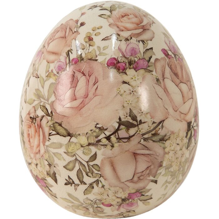 Uovo decorativo Clayre & Eef Ø 7x9 cm Beige e Rosa