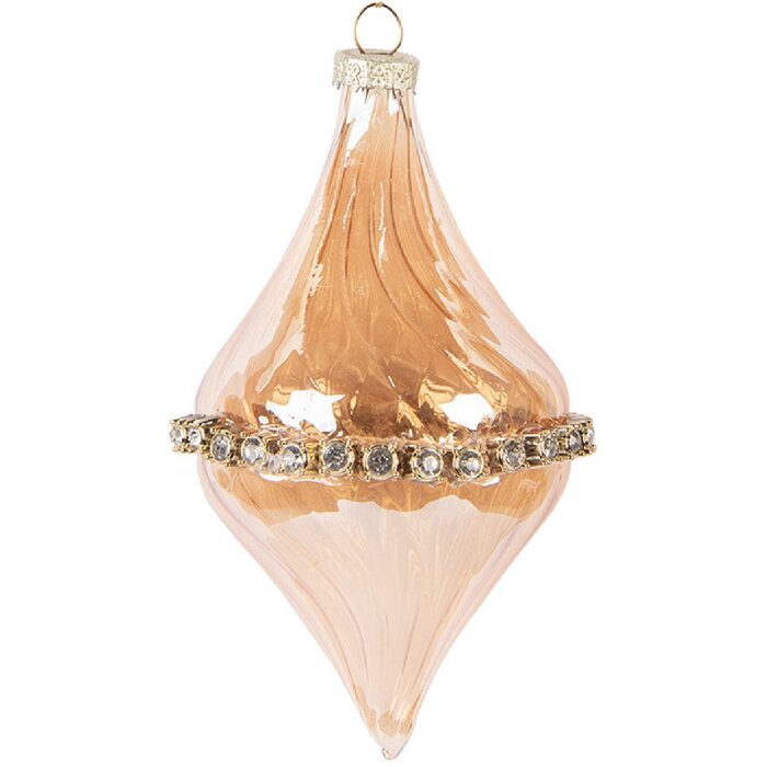 Sfera natalizia in vetro Clayre & Eef 6GL5154 Ø 8x14 cm Arancione