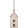 Clayre & Eef 6H2464 Decorazione a sospensione a forma di casa 3x3x6 cm Bianco Rosso
