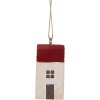 Clayre & Eef 6H2464 Decorazione a sospensione a forma di casa 3x3x6 cm Bianco Rosso