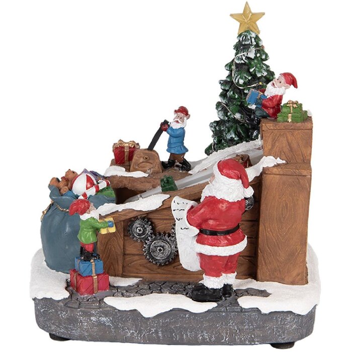 Clayre & Eef 6PR5872 Decorazione Babbo Natale con LED 20x16x20 cm