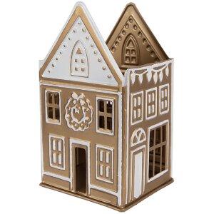 Portacandele Clayre & Eef 6Y5920 Dorato e Bianco 12x11x22 cm