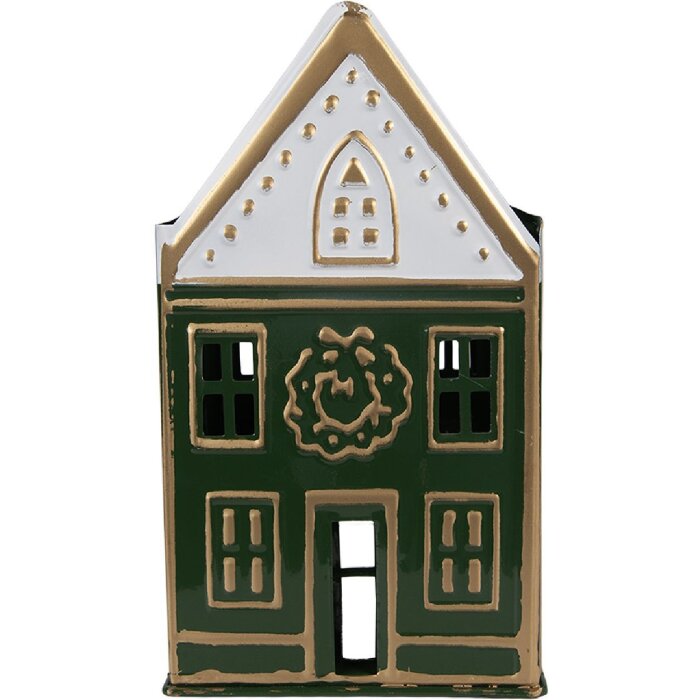Clayre & Eef 6Y5921 Portacandele 14x12x25 cm Verde Bianco