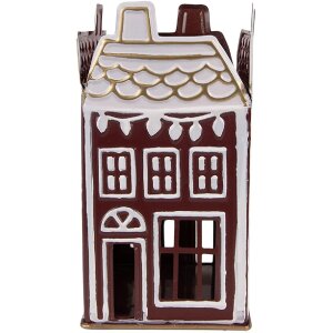 Clayre & Eef 6Y5922 Portacandele 12x12x22 cm Rosso Bianco