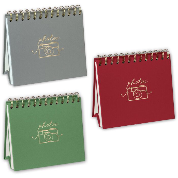 Album fotografico a spirale ZEP autoadesivo da tavolo 20 fogli Rosso Verde Grigio 10x15 13x19