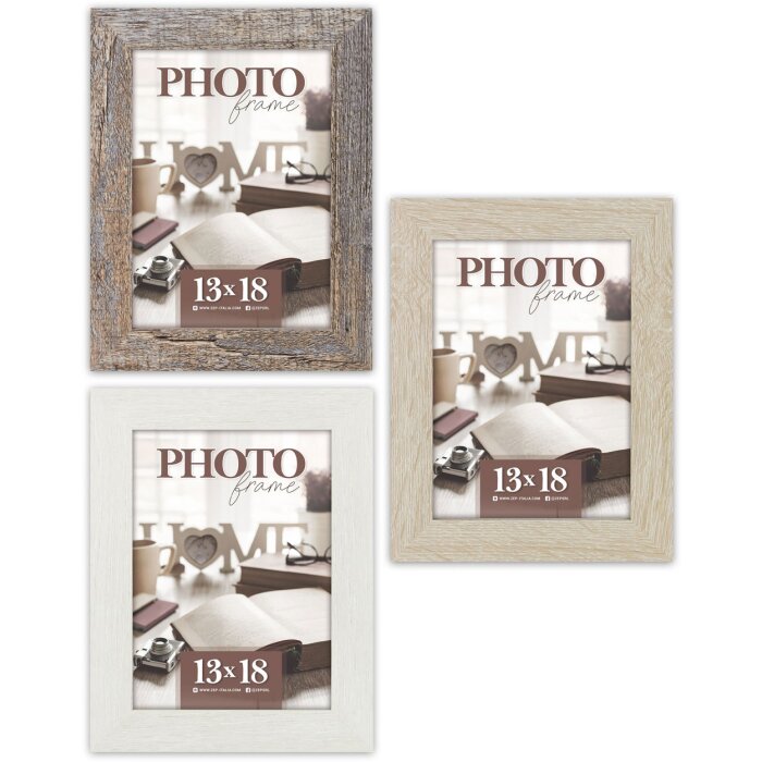 Cornice per foto in legno ZEP Renton 3 Colori 4 Misure Profilo a Blocco con Vetro Trasparente