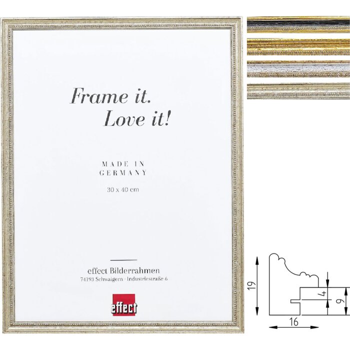 Cornice per foto in legno massello Effect Profil 66 – Antica ottica, molte dimensioni e colori