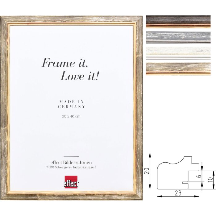 Cornice in legno Effect Profil 67 Stile rustico 2,3 cm 4 colori molte dimensioni